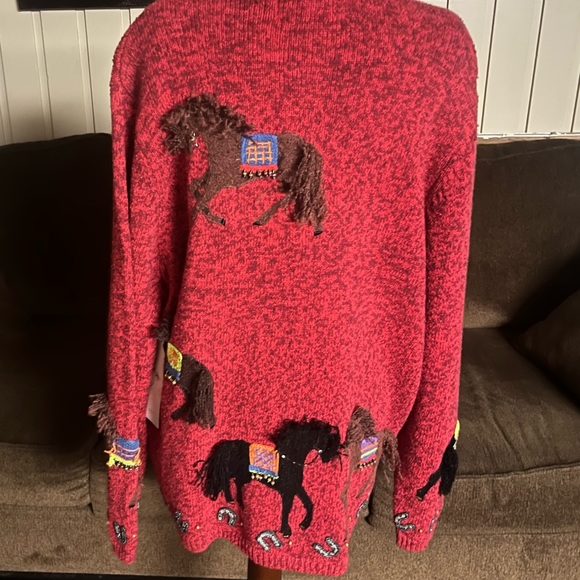 Designs Options By Gordon • X-Large • Red/Brown • Western • Horse • Sweater •New - Picture 10 of 16
